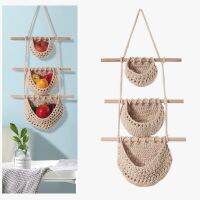 3 Tier Macrame Hanging Fruit Basket for Kitchen Boho Vegetable Storage Indoor Plants Hangers Living Room Home Decoration