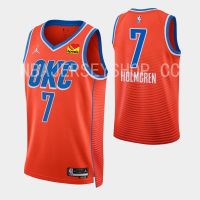 [High Quality]Mens New Original NBA Thunder 7 Chet Holmgren Jersey Statement Edition Orange Swingman Heat-pressed