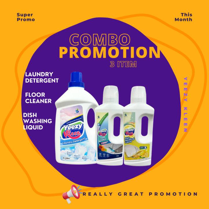COMBO PROMOTION Yeezy Kleen Laundry Detergent + Floor Cleaner + Dish