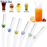 FAIS DU Heart Shape Reusable Glass Straws Eco Friendly Customize DIY Crafts Drinking Straws Smoothies Cocktails Bar Accessories