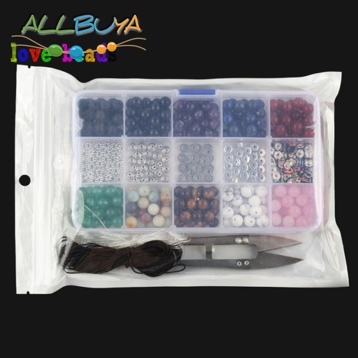 8mm-natural-stone-jewelry-kit-box-set-agates-lava-rock-bulk-stone-beads-for-diy-handmade-jewelry-making-bracelets-storage-box