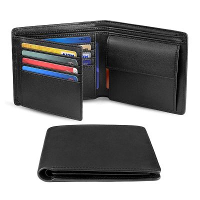 100 Genuine Leather RFID Blocking Slim Trifold Men Wallets with Coin Pocket and ID Window Minimalist Wallet for Men