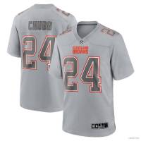 Sy3 NFL เสื้อกีฬาแขนสั้น ลายทีมฟุตบอล Cleveland Browns Jersey Nick Chubb สีเทา YS3
