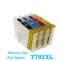 สำหรับ T702 Epson T702xl ตลับหมึกรีฟิลสำหรับ Epson Workforce Pro Wf-3720 Wf-3733 Wf-3730ตลับหมึกเครื่องพิมพ์แบบรีฟิลล์ไม่มีชิป