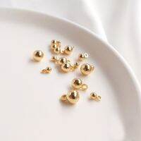 18K Gold-Plated Solid Hanging Beads Round Beads With Hook Connectors For DIY Jewelry celet Make