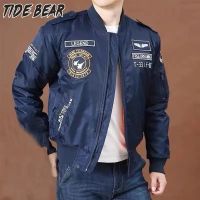 TIDE BEAR แจ็คเก็ตแขนยาวเครื่องแบบเบสบอลของชาย Ins