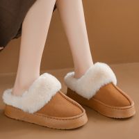 Fur Slippers Women Winter Plush Sandals Luxury Slip on Platform Slides Female Thick Sole Designer Cotton Home Shoes