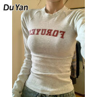 Du YAN เสื้อยาวปิดถึงก้นสีอ่อนแขนยาวกระชับสัดส่วน