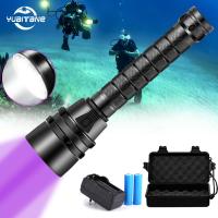800000LM Scuba LED Diving Flashlight 5L2 5UV Flash Light Lantern UV Torch 500M Underwater Purple White Light Ultraviolet Lantern