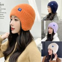 OKDEALS ที่ปิดหูผู้หญิงถักกลางแจ้งแฟชั่นหมวกอบอุ่นหมวกทรง Beanie หมวกขนสัตว์