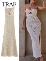 【YF】 TRAF Woman Off Shoulder Knitted Dresses Cut Out Corset Dress  For Women Backless Bodycon Long Summer Midi