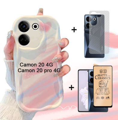 ฟิล์มป้องกันหน้าจอและเคสโทรศัพท์ Tecno Camon 20 Pro ฟิล์มป้องกัน Tecno Camon 20 Pro แบบแฟชั่นไล่ระดับสีขอบหยักเคสป้องกัน Tecno Camon 20เคสโทรศัพท์ + ฟิล์มฟิล์มบางเซรามิกด้านหลัง