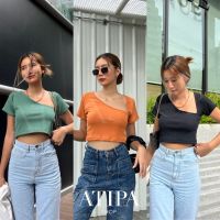 ?ห้ามพลาด! Atipa - FETCHING CROP เสื้อครอป ครอป แขนสั้น แบบปาดข้าง มีหลายสีให้เลือก สุดพิเศษ