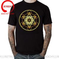 Vintage Gold Edition Metatrons Cube Flower Of Life T Shirt MenS Cotton Crazy T-Shirt Sacred Geometry Magic Mandala Tops Tshirt