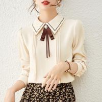 Women Spring Autumn Style Blouses Shirts Lady Casual Long Sleeve Peter Pan Collar Blusas Tops DF4655