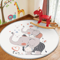 Fashion Cute Elephant Children Comfortable Round Car Non-Slip Children Flannel Car Baby Hand Print Car Baby Play Mat