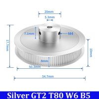 2ชิ้นพูลลีย์ไทม์มิ่ง Gt2 80ฟันอลูมิเนียม2gt เข็มขัดจับเวลา Pully Bore 5มม. ความกว้างของสายพาน6มม. ล้อซิงโครนัสเกียร์สำหรับ Voron