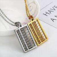 【CW】Personalized Titanium Steel Necklace Hiphops Abacus Pendant Necklace Counting Long Link Chains Bead Charm Jewelry