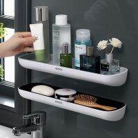 ☍ Punch-free Bathroom Shelf Toilet Bath Toilet Vanity Toilet Wall-mounted Wall Towel Storage Bathroom Accessories