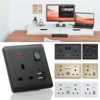 [HOT GELLXKOWOIGHIO 527] UK Plug USB Double Wall Socket 13 AMP 2 Gang Switch เครื่องชาร์จไฟฟ้าพอร์ตไฟ LED แสดงสถานะการชาร์จอย่างรวดเร็วซ็อกเก็ตพลาสติก