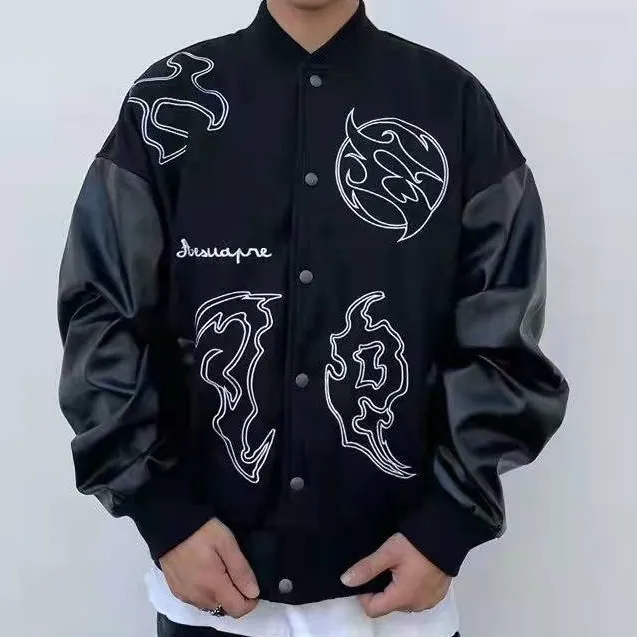 New Leather+Embroidered Varsity Jacket, Men's Fashion, Coats, Jackets and  Outerwear on Carousell