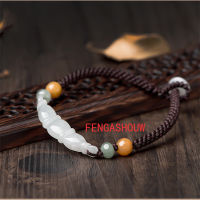 Hot Selling Natural Hand-carve Chinese Style Jade Lotus Root Bracelet Fashion Jewelry Men Women Luck Gifts Amulet