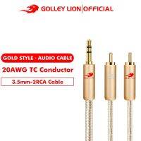 GOLLEY LION HiFi Stereo 3.5mm Jack to Dual RCA Aux Cable Male to Male Splitter Y Cord for Amplifier Phone Computer Tablet HDTV MP3 Player Home Theater Speaker Cable