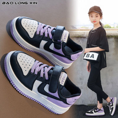 BAOLONGXIN รองเท้าผ้าใบเด็กผู้หญิงสไตล์ใหม่,รองเท้ากีฬาเด็กพื้นนุ่มดีไซน์รองเท้าเด็กขนาดกลางและใหญ่