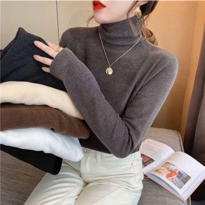 [COD] Double-sided brushed hair heating German velvet high collar long-sleeved bottoming womens winter pile thickened warm top women