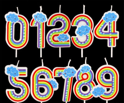 เทียนสีรุ้ง เทียนตัวเลข เทียนอายุ เทียนวันเกิด เทียนปักเค้ก เทียน สีรุ้ง หลากสี Rainbow Birthday Number Candle