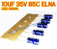 (จำนวน 5ชิ้น) 10UF 35V 85C ELNA SIZE:5X11MM. ขาห่าง TAPPING