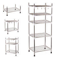 Multi-Layer Kitchen Storage Holder Rack หม้อสแตนเลสเครื่องครัวฝาครอบกระทะชั้นวางของมุมห้องชั้นวางของออแกไนเซอร์