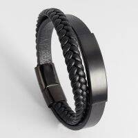 【YP】 Titanium Hand Decoration Leather Rope Mens Braided Multilayer Jewelry