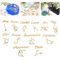 12 Constellation Alloy Charms Bezel Filling Twelve Zodiac Signs Bracelet Necklace Crafting Jewelry Making Material Resin Fillers Beads