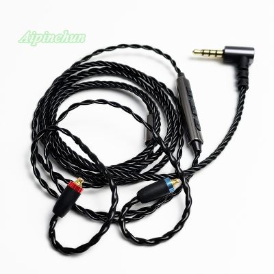 Aipinchun Black MMCX Headphones Cable Mic Volume Controller Replace for Shure SE215 SE315 SE425 SE535 SE846 3.5mm L Bending Jack