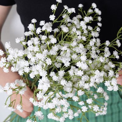 52cm White Gypsophila Artificial Flowers Wedding DIY Bouquet Decoration Arrangement Plastic Babies Breath Fake Flower Home Decor Spine Supporters