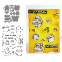 ✽✲☈ Mouse and Cheese Animals Clear Stamps Coordination Metal Cutting dies for DIY Scrapbooking Craft Card Stempels Silicone Seal