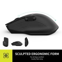 ZZOOI Delux M913DB Wireless Bluetooth Mouse with Side Scroll Wheel Multi-Device Ergonomic Mouse with 4000DPI 7 Buttons For PC Computer