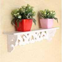 PVC Pastoral White Carving Board Display Wall Shelf Rack Storage Wall-mounted Partition Wall Covering Craft Home Decoration