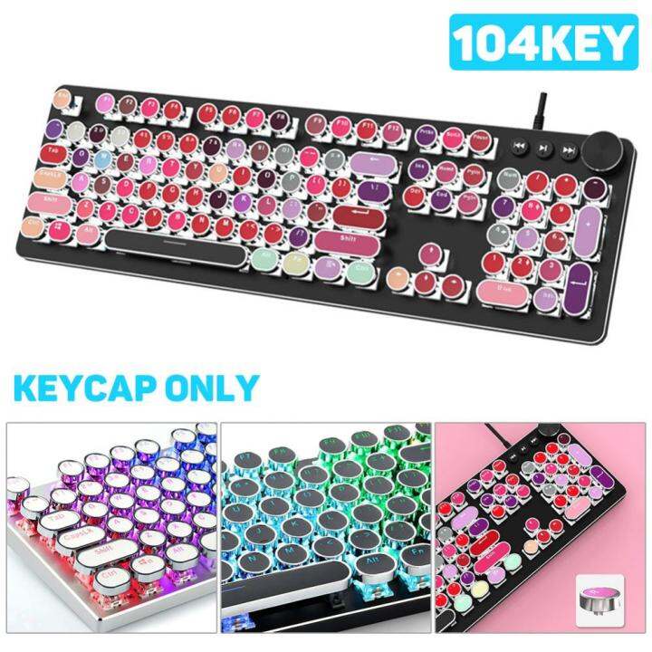 104 Keys R Round Keycaps Double Shot DIY Typewriter Keycap for Backlit