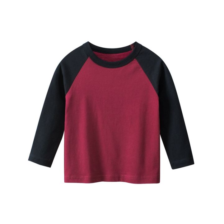 cod-27kids-brand-childrens-wholesale-2022-autumn-new-long-sleeved-t-shirt-round-neck-solid-spelling-sleeve-advertising