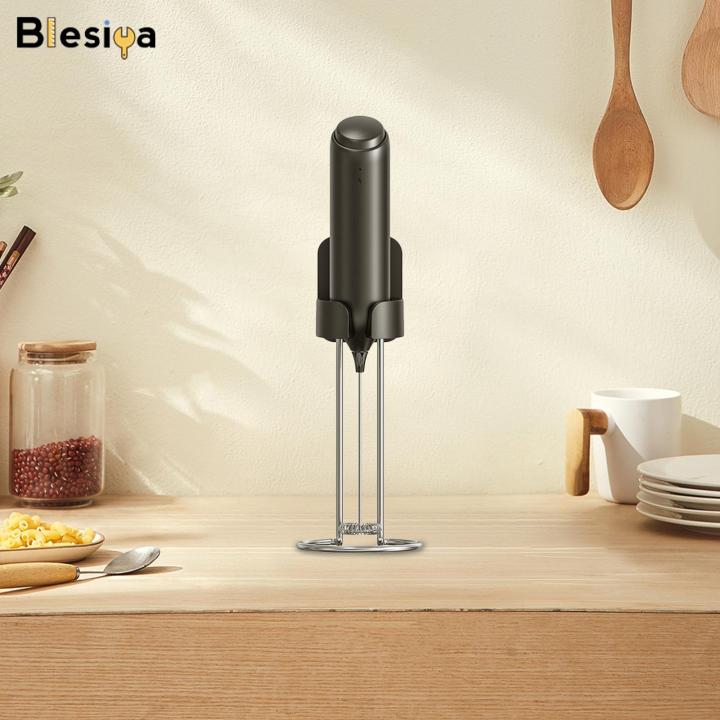  Electric Milk Frother Handheld with Wall Mount Charger