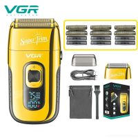 【DT】 hot  VGR Face Shaver with Blade Professional Hair Trimmer Golden Electric Shaver Rechargeable Safety Shaving Machine for Men V-332