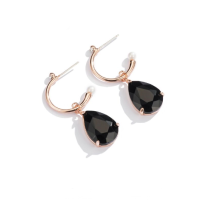 Womens fashion black drop spout studs earnails(Gold) ต่างหูแฟชั่น2021