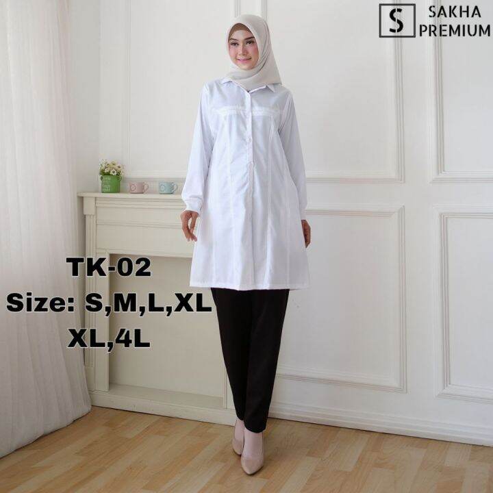 Sakhapremium.id TK02 Baju Kemeja Kantoran Lengan Panjang Baju Tunik