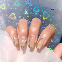 1Pcs 3D Creative Laser Luminous สติ๊กเกอร์ติดเล็บและสติ๊กเกอร์ Love Heart Aurora Star Glitter ออกแบบพิเศษเล็บเครื่องมือตกแต่งเล็บ Sticker