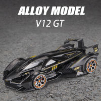 1:22 Lambo V12 GT ล้อแม็กรถยนต์รุ่น D Iecast โลหะด้วยเสียงและแสงดึงกลับรถเก็บของเล่นสำหรับเด็กของขวัญวันเกิด