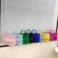 2023 Summer New Shopping Basket Jelly Handbag Large Capacity Basket Storage Basket Candy Color Hollow Beach Bag