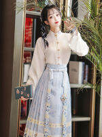 Hanfu ชุด2ชิ้นสำหรับผู้หญิงลายผีเสื้อน่ารักและกระโปรงหน้าม้าแบบใหม่สำหรับผู้ใหญ่ราชวงศ์หมิง