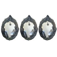 3X Triple Moon Goddess Wall Mirror Trinity Wall-Mounted Mirror with Five-Pointed Retro Hanging Mirror